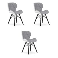 Krzesło LAGO ekoskóra - szaro-białe / nogi czarne x 3