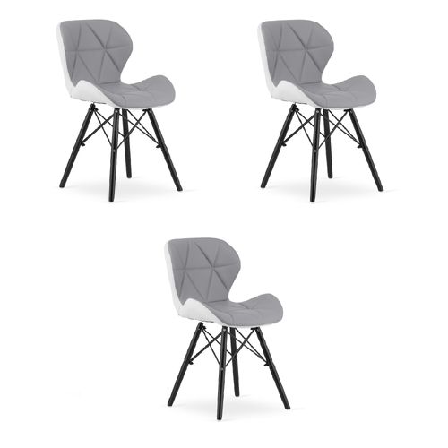 Krzesło LAGO ekoskóra - szaro-białe / nogi czarne x 3 na Arena.pl