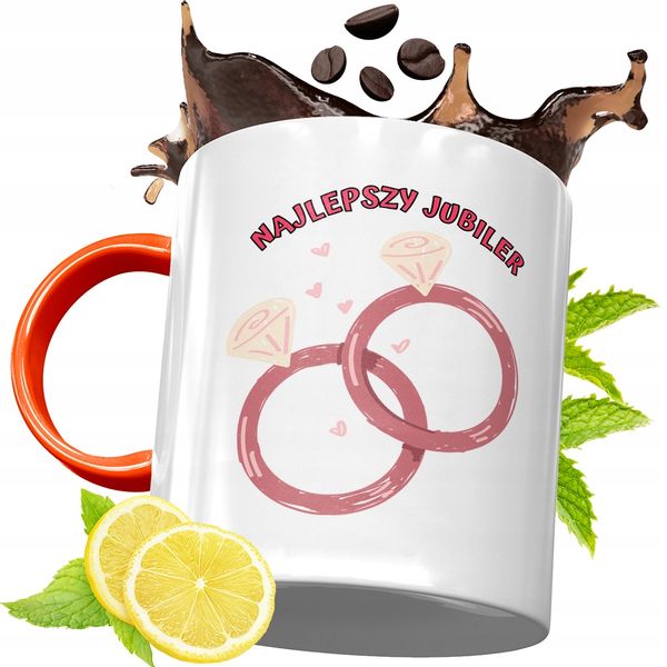 Kubek Pomarańczowy Dla Jubilera Prezent Z Nadrukiem Ze Zdjęciem zdjęcie 1