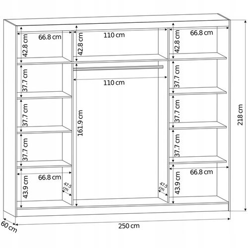 Szafa przesuwna Norvio I 250 cm z lustrem na Arena.pl