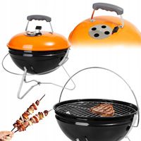 PRZENOŚNY GRILL WĘGLOWY TURYSTYCZNY OGRODOWY CZARNO POMARAŃCZOWY 36 x 37 cm