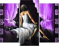 90CM 70 ZEGAR 3 ELEM PIĘKNA DZIEWCZYNA FIOLECIE SCIENNY DRUK