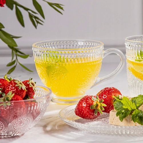 Zestaw 6 filiżanek do kawy szklanki kubki szklane Altom Design Daisy 430 ml na Arena.pl