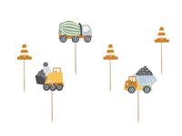 Pikery do babeczek Pojazdy budowlane plac budowy 6 szt.
