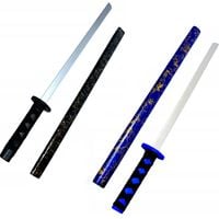ZESTAW CZARNY I NIEBIESKI ZDOBIENIA Drewniany Miecz Rycerz 73 cm KATANA