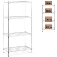 Regał warsztatowy chromowany 4 półki druciane do 1 t 1000 kg 90x45x180 cm