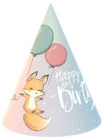 Czapeczki papierowe Kolekcja Happy Birthday - lisek, 6 szt.