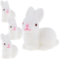 KRÓLICZKI BIAŁE 3SZT./KPL KRÓLIK PLASTIK FLOKOWANY ZAJĄC ZAJĄCZKI WIELKANOC