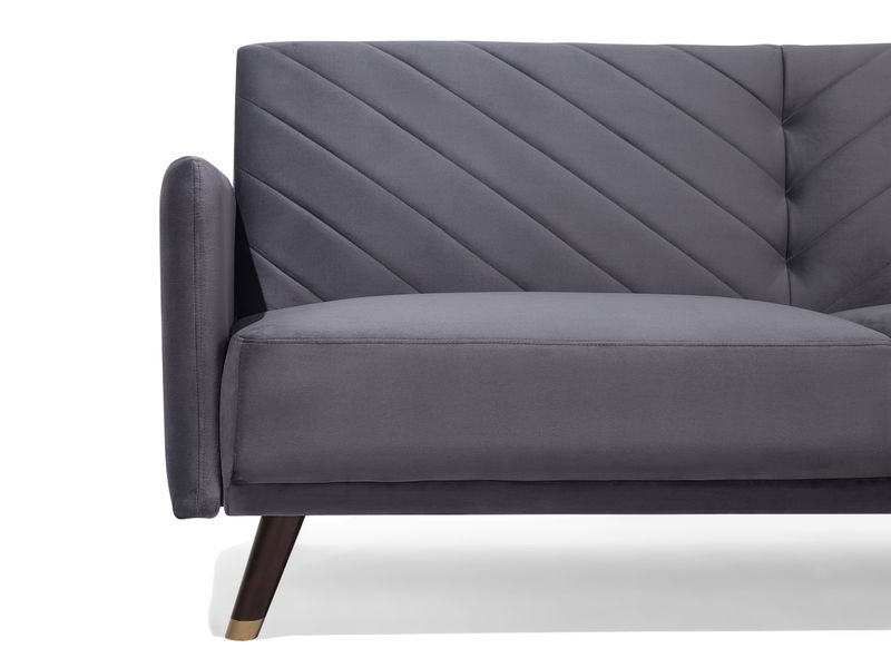Sofa rozkładana welurowa szara SENJA zdjęcie 6