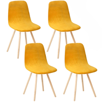Zestaw 4 Szt. Pokrowiec Pokrowce Na Krzesło Skandynawskie Musztardowy Welur