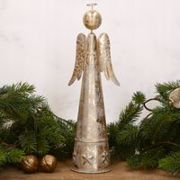 Złoty metalowy anioł figurka Świąteczna 30x10x7cm