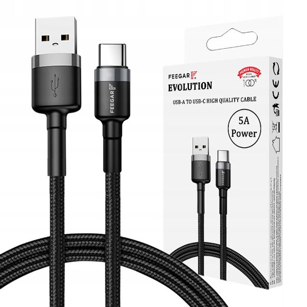 Feegar Kabel Przewód Usb Type-C Qc 3.0 5A Nylon zdjęcie 14