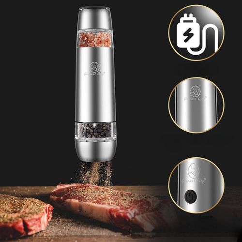 Elektryczny Młynek do Soli i Pieprzu Regulowany 2 w 1 Ładowanie USB-C na Arena.pl