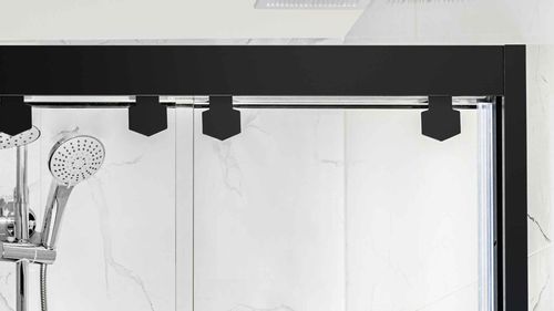 Szklane dzwi prysznicowe do wnęki LOFT 90cm czarne prawe z brodzikiem na Arena.pl