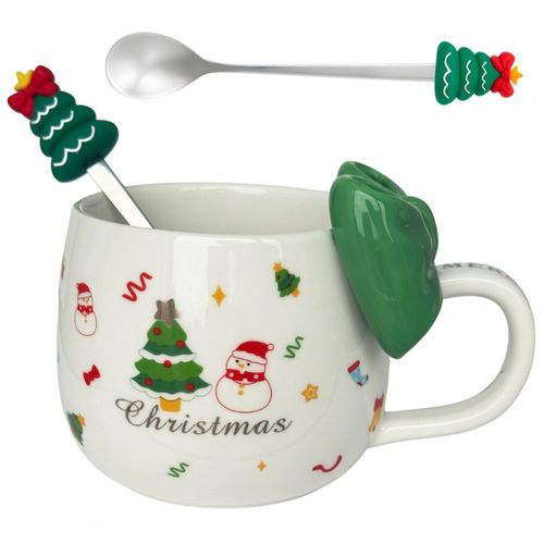 kubek świąteczny z kokardą - zestaw w pudełku z łyżeczką 400 ml kb25zie na Arena.pl