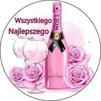 Opłatek na tort Urodziny 18 30 40 50 60 Okazjonalny Kwiaty Szampan Drink