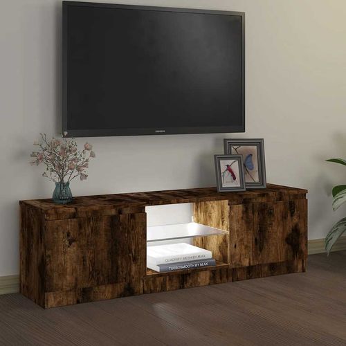 Szafka pod TV z LED, przydymiony dąb, 120x30x36 cm na Arena.pl