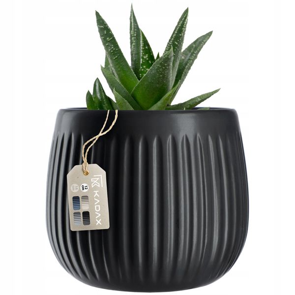 KADAX Doniczka Ceramiczna Osłonka 12cm Czarna zdjęcie 1
