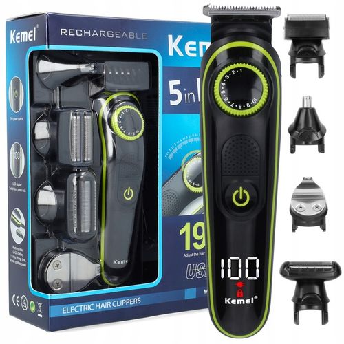 GOLARKA MĘSKA TRYMER DO BRODY WLOSÓW ZESTAW 5W1 KEMEI BARBER USB na Arena.pl