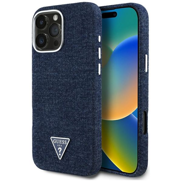 etui guess denim triangle logo magsafe   do iphone 16 pro max zdjęcie 1