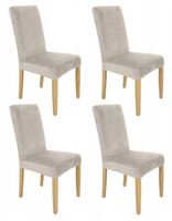 Zestaw 4Szt. Pokrowiec Na Krzesło Chłodny Beż Welur Elastczyny [21We-4Szt]