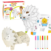 Zestaw Artystyczny Lew Kartonowy Do Malowania Składania Kolorowanka Mazaki