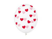 Balony przezroczyste czerwone serduszka, 30 cm 3 szt.
