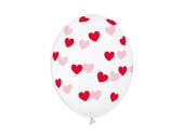 Balony przezroczyste czerwone serduszka, 30 cm 3 szt.