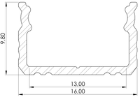 Nawierzchniowy profil ALU biały lakier 9x16mm 1000mm SURFACE white lacquer