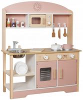 KUCHNIA DREWNIANA AKCESORIA KUCHENKA RÓŻOWA GOTOWANIE SZTUĆCE DLA DZIECI