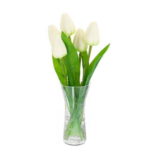 Tulipan Bukiet Tulipanów Piękny Jak Żywy Tulipany Kwiaty Białe Ecru X5 na Arena.pl