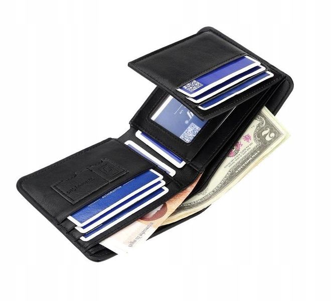 Męski Portfel Skórzany Czarny Skóra Elegancki Mały zdjęcie 5