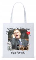 Donald Tusk Platforma Torba Eco Biała Shopper Z Nadrukiem Ze Zdjęciem