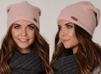 Modna Lekka Damska Czapka Krasnal J4 Pudrowy Róż dziana zimowa jesienna j4