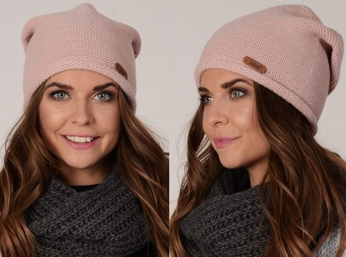 Modna Lekka Damska Czapka Krasnal J4 Pudrowy Róż dziana zimowa jesienna j4 na Arena.pl