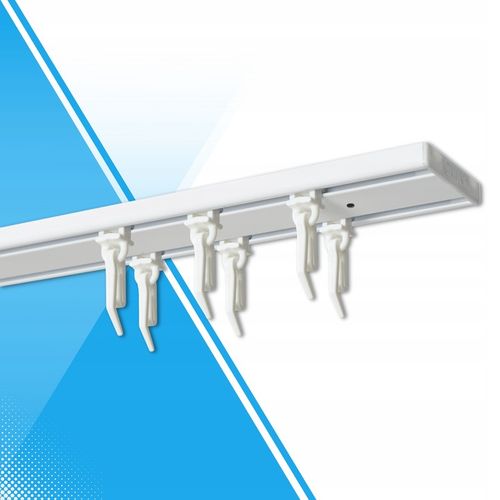 Karnisz Szyna Sufitowa Aluminiowa Podwójna Biała Żabki Agrafki 200 cm na Arena.pl