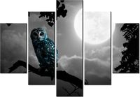 105CM 150CM OBRAZ 5 ELEM BŁĘKITNA SOWA DRUK