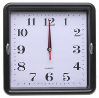 ZEGAR ŚCIENNY 22x22cm Cichy Płynna Praca DUŻE Cyfry Czarny A5916