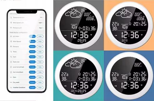 STACJA POGODY POGODOWA WIFI METEOROLOGICZNA TUYA ZEGAR 3 CZUJNIKI SMART zdjęcie 4