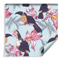 Tapeta Egzotyczne Ptaki Tukany i Tropikalne Kwiaty ROLKA 10m