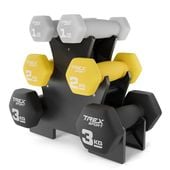 Zestaw hantli do ćwiczeń hantle hantelki ciężarki fitness stojak Trex
