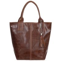 VERA PELLE torebka damska skórzana shopper z saszetką V550 brązowa