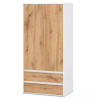 Szafa Garderoba 2 Szuflady 90cm Duża Nowoczesna Półki Drążek Biały Wotan