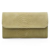 VERA PELLE torebka skórzana kopertówka z łańcuszkiem V296 oliwkowa