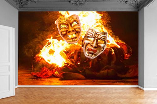 Fototapeta MASKA WENECKA PŁONĄCA OGIEŃ 130x80 na Arena.pl