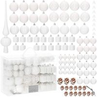 Bombki choinkowe 101 szt. biały zestaw choinkowy