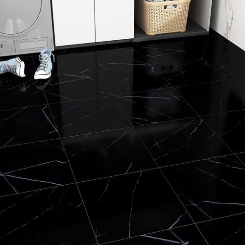 Naklejki podłogowe PVC Yullpaper 30x30cm czarne samoprzylepne 24szt na Arena.pl