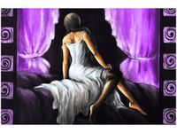 60X40CM PIĘKNA DZIEWCZYNA FIOLECIE OBRAZ