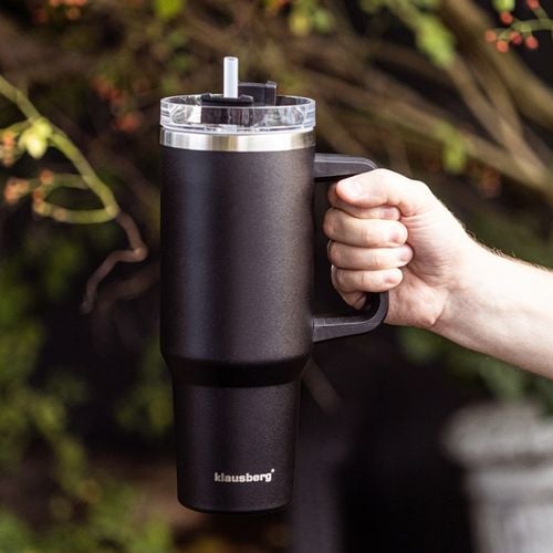 stalowy kubek termiczny termos 1100ml z rączką i słomką klausberg kb-7942 na Arena.pl