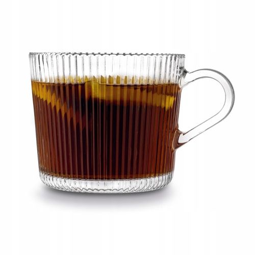 Zestaw SZKLANKI DO KAWY napojów SZKLANY KUBEK do herbaty Z UCHEM 6x400ml na Arena.pl